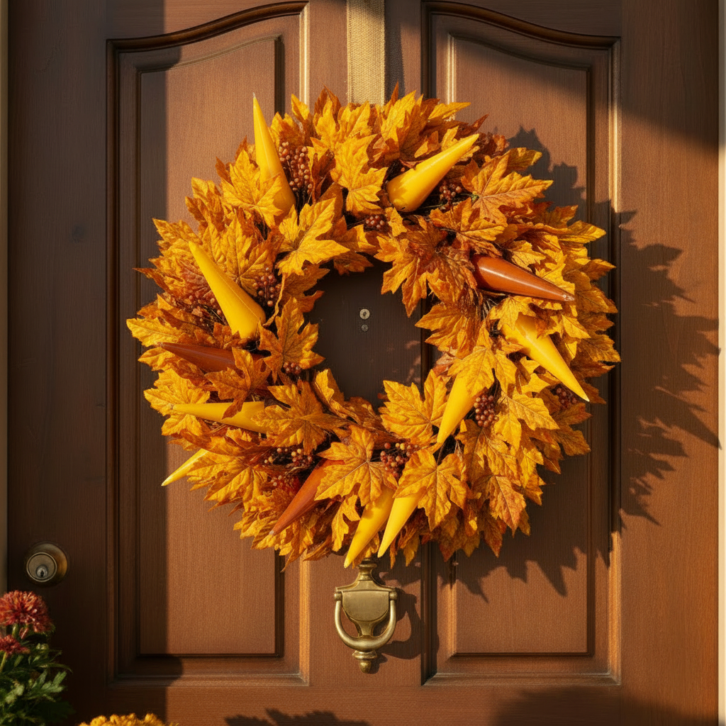 Bright yellow and orange fall wreath